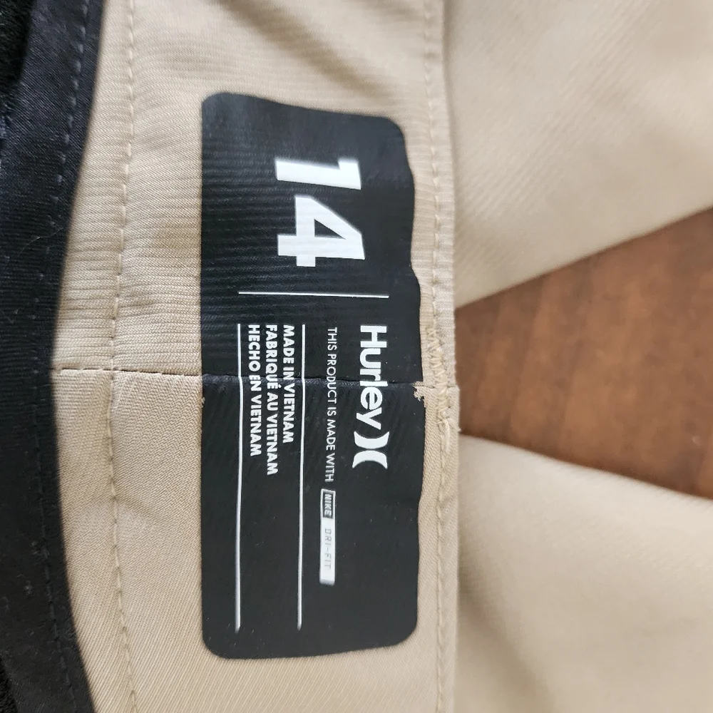 Hurley Tan Nike Dri - Fit Boy's Shorts Size 14